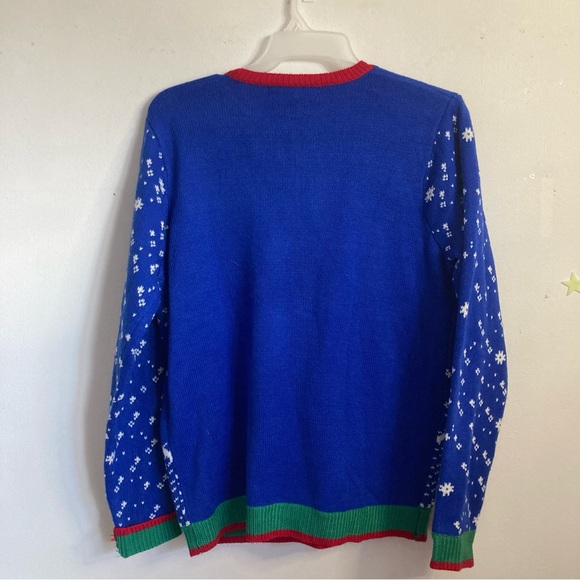 Funny/Ugly L light up Christmas sweater. Blue with snowman scene. Has won 1st!! - Picture 6 of 10